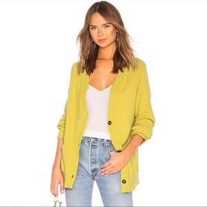 For Love & Lemons Davis button up cardigan in Chartreuse sz S